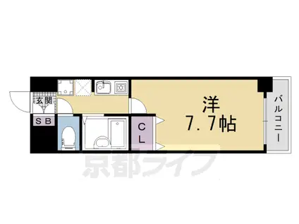 阪急電鉄京都線 西京極駅 徒歩3分 5階建 築25年(1K/2階)の間取り写真