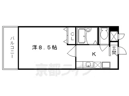 阪急電鉄京都線 西京極駅 徒歩3分 5階建 築25年(1K/2階)の間取り写真