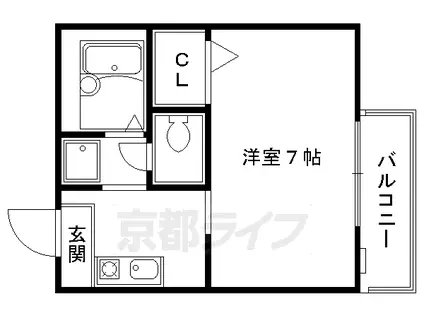 山陰本線 丹波口駅 徒歩6分 2階建 築29年(1K/2階)の間取り写真