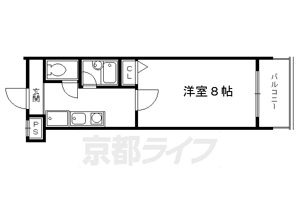 阪急電鉄京都線 大宮駅(京都) 徒歩4分 10階建 築24年(1K/10階)の間取り写真