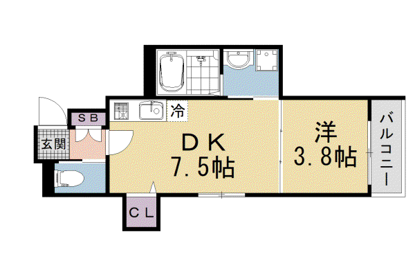 山陰本線 花園駅(京都) 徒歩12分 3階建 築1年(1DK/2階)の間取り写真
