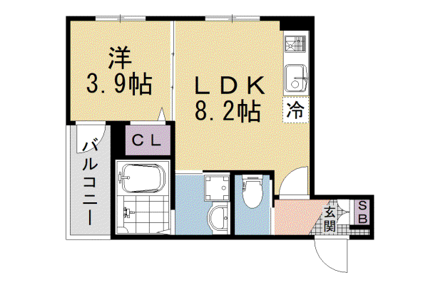 山陰本線 花園駅(京都) 徒歩12分 3階建 築1年(1LDK/1階)の間取り写真