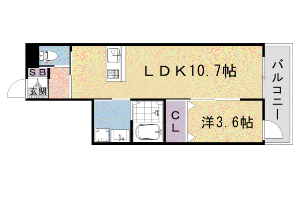 阪急電鉄京都線 西京極駅 徒歩12分 5階建 築1年(1LDK/3階)の間取り写真
