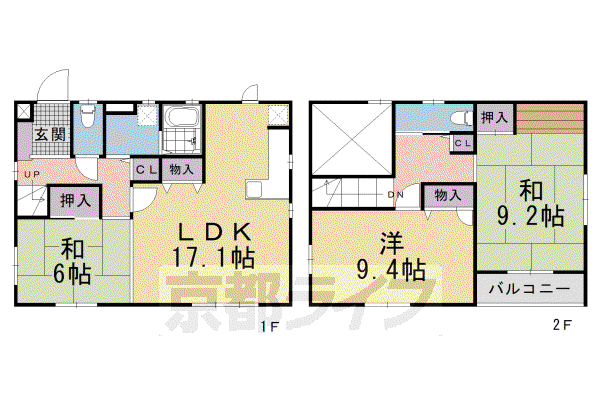 東海道本線 京都駅 徒歩14分 2階建 築17年(3LDK)の間取り写真