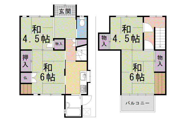 京都市烏丸線 鞍馬口駅 徒歩24分 2階建 築67年(4K)の間取り写真