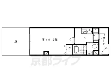 山陰本線 二条駅 徒歩9分 3階建 築24年(1K/1階)の間取り写真