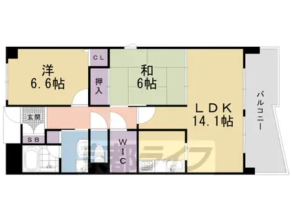 山陰本線 花園駅(京都) 徒歩2分 3階建 築23年(2LDK/3階)の間取り写真