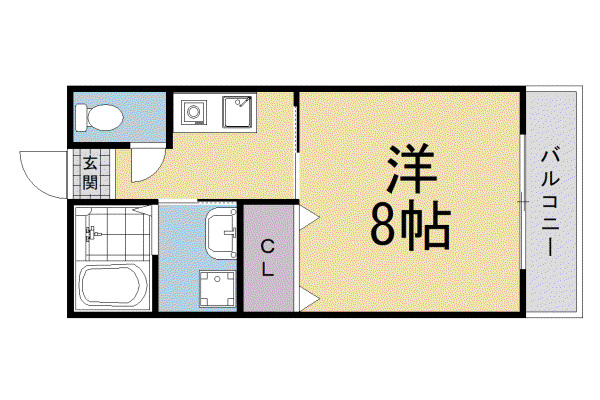 片町線 長尾駅(大阪) 徒歩30分 2階建 築29年(1K/1階)の間取り写真