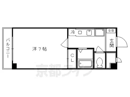 阪急電鉄京都線 西院駅(阪急) 徒歩12分 4階建 築34年(1K/3階)の間取り写真