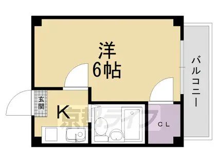阪急電鉄京都線 西院駅(阪急) 徒歩4分 5階建 築34年(1K/3階)の間取り写真