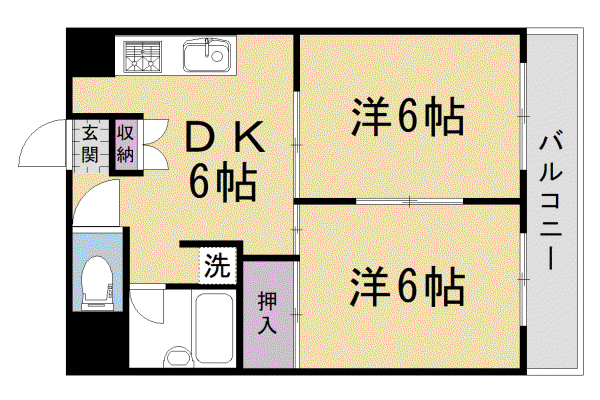 万成ビル(2DK/2階)の間取り写真