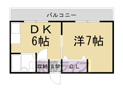 山陰本線 花園駅(京都) 徒歩10分 4階建 築42年(1DK/3階)の間取り写真