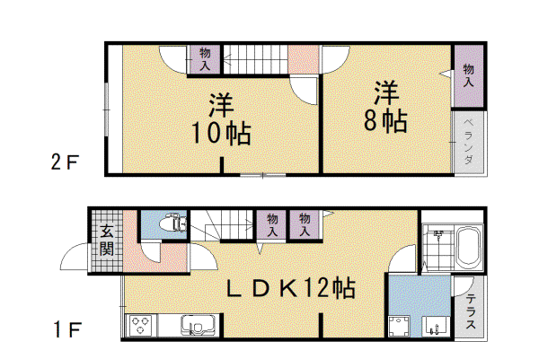 奈良線 桃山駅 徒歩4分 2階建 築47年(2LDK)の間取り写真