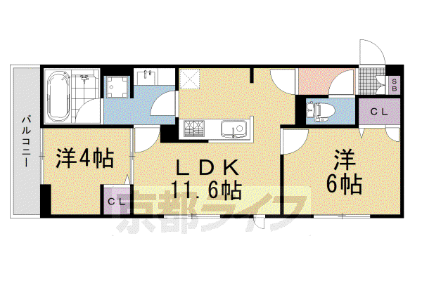 阪急電鉄京都線 西向日駅 徒歩13分 3階建 新築(2LDK/2階)の間取り写真