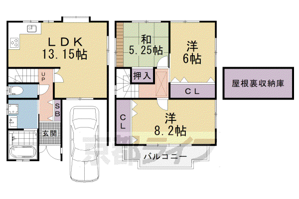 京都市東西線 椥辻駅 徒歩3分 2階建 築27年(3LDK)の間取り写真