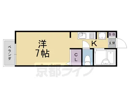 京都市東西線 太秦天神川駅 徒歩9分 2階建 築31年(1K/1階)の間取り写真