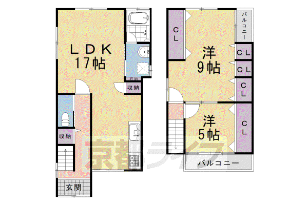 阪急電鉄京都線 桂駅 徒歩11分 2階建 築39年(2LDK)の間取り写真