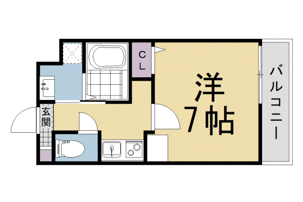 京都市烏丸線 北大路駅 徒歩27分 3階建 新築(1K/1階)の間取り写真