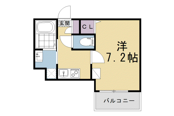京都市烏丸線 北大路駅 徒歩27分 3階建 新築(1K/1階)の間取り写真