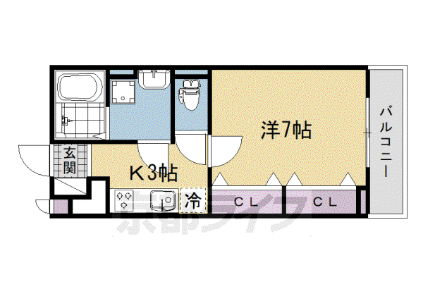 近鉄京都線 富野荘駅 徒歩5分 3階建 新築(1K/2階)の間取り写真