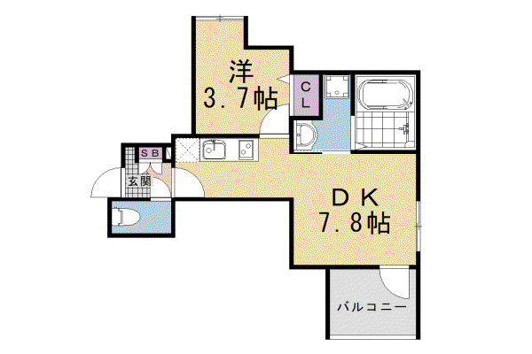 京阪電気鉄道京阪線 藤森駅 徒歩8分 3階建 新築(1DK/3階)の間取り写真