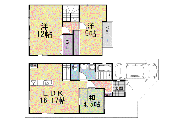 近鉄京都線 興戸駅 徒歩12分 2階建 築16年(3LDK)の間取り写真