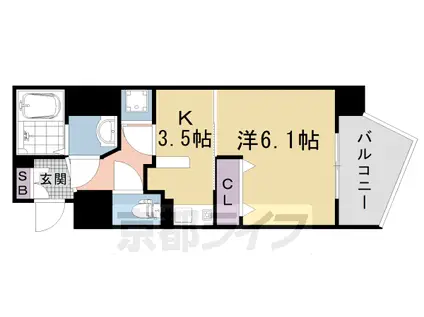 阪急電鉄京都線 西院駅(阪急) 徒歩13分 11階建 築20年(1K/4階)の間取り写真