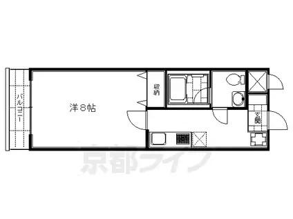コンフォート深草(1K/1階)の間取り写真