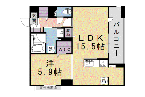 京阪電気鉄道京阪線 伏見桃山駅 徒歩2分 3階建 新築(1LDK/2階)の間取り写真
