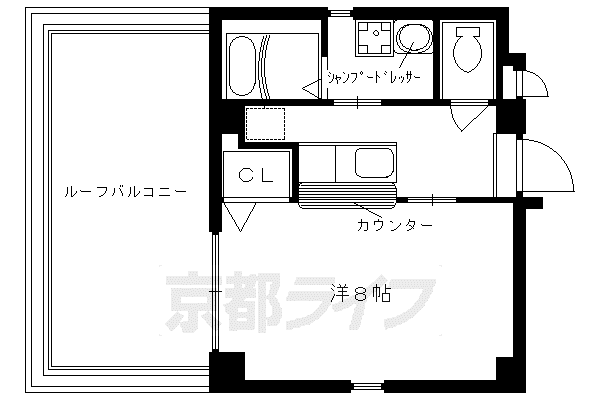 阪急電鉄京都線 西院駅(阪急) 徒歩3分 3階建 築23年(1K/2階)の間取り写真