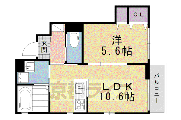 京都市烏丸線 北大路駅 徒歩29分 2階建 新築(1LDK/1階)の間取り写真