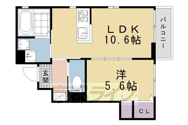 京都市烏丸線 北大路駅 徒歩29分 2階建 新築(1LDK/1階)の間取り写真
