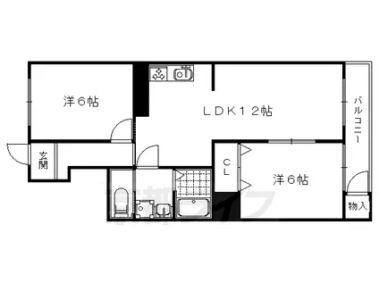 阪急電鉄京都線 西京極駅 徒歩5分 8階建 築52年(2LDK/5階)の間取り写真