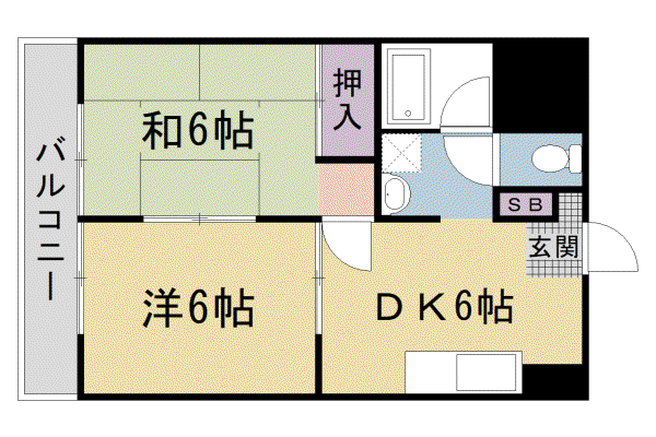 阪急電鉄京都線 西京極駅 徒歩5分 8階建 築53年(2DK/3階)の間取り写真