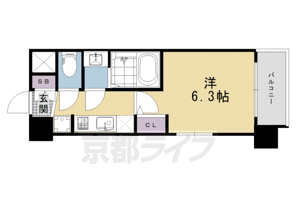 東海道本線 京都駅 徒歩10分 7階建 新築(1K/4階)の間取り写真