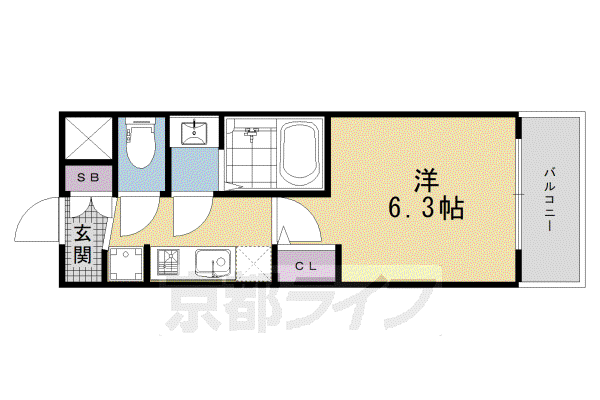 東海道本線 京都駅 徒歩10分 7階建 新築(1K/5階)の間取り写真