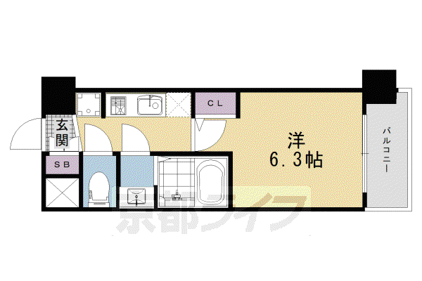 東海道本線 京都駅 徒歩10分 7階建 新築(1K/5階)の間取り写真