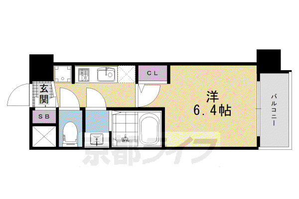 東海道本線 京都駅 徒歩10分 7階建 新築(1K/3階)の間取り写真