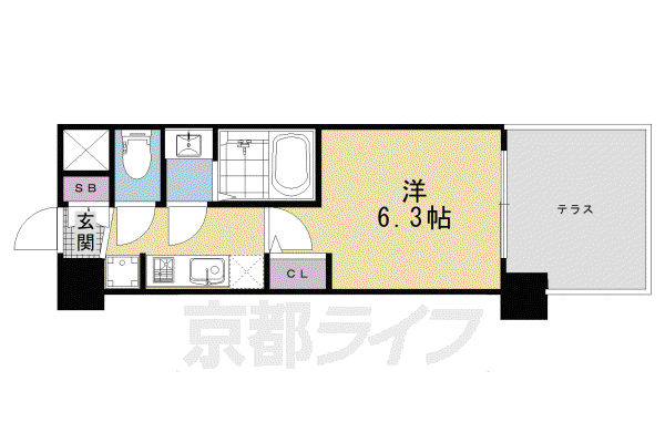東海道本線 京都駅 徒歩10分 7階建 新築(1K/1階)の間取り写真