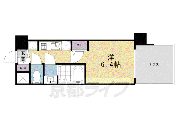 東海道本線 京都駅 徒歩10分 7階建 新築(1K/1階)の間取り写真