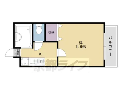 京都市東西線 太秦天神川駅 徒歩7分 4階建 築30年(1K/2階)の間取り写真