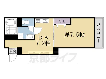 京都市東西線 太秦天神川駅 徒歩13分 11階建 築53年(1DK/2階)の間取り写真