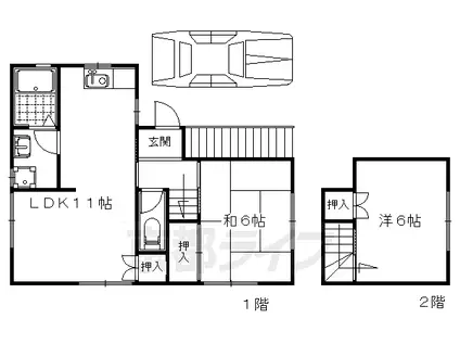 山陰本線 花園駅(京都) 徒歩14分 3階建 築28年(2LDK)の間取り写真