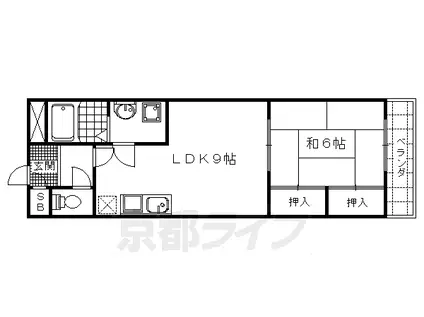 京都市東西線 太秦天神川駅 徒歩6分 3階建 築36年(1LDK/3階)の間取り写真
