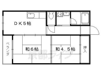 阪急電鉄京都線 西院駅(阪急) 徒歩7分 4階建 築45年(2DK/3階)の間取り写真