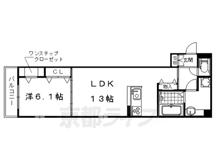 ベル・クローバー嵯峨野(1LDK/3階)の間取り写真