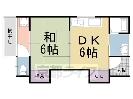 京福北野線 常盤駅(京都) 徒歩11分 2階建 築51年(1DK/2階)の間取り写真