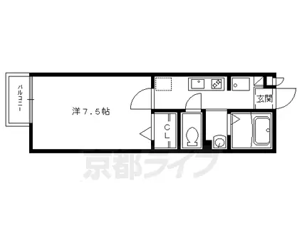 東海道本線 桂川駅(京都) 徒歩32分 2階建 築23年(1K/1階)の間取り写真