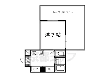 山陰本線 円町駅 徒歩10分 5階建 築45年(1K/5階)の間取り写真