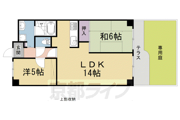ネオコーポ太秦(2LDK/1階)の間取り写真